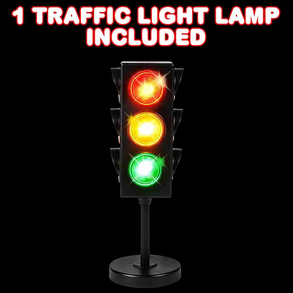ArtCreativity traffic light table lamp red LED lit for nighttime visibility and mood.