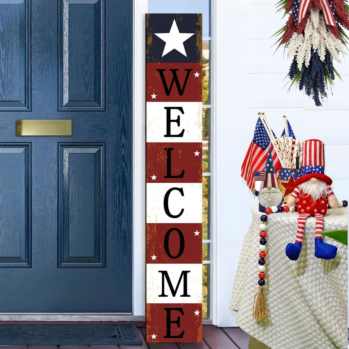 ARTDMT patriotic stars door hanger ideal for Independence Day display.