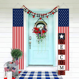 ARTDMT retro patriotic welcome sign perfect for holiday mood.