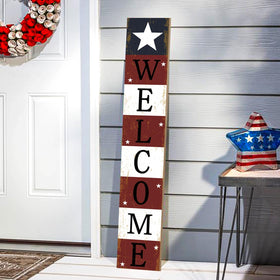 ARTDMT welcome porch sign featuring patriotic stars for outdoor front door decor.