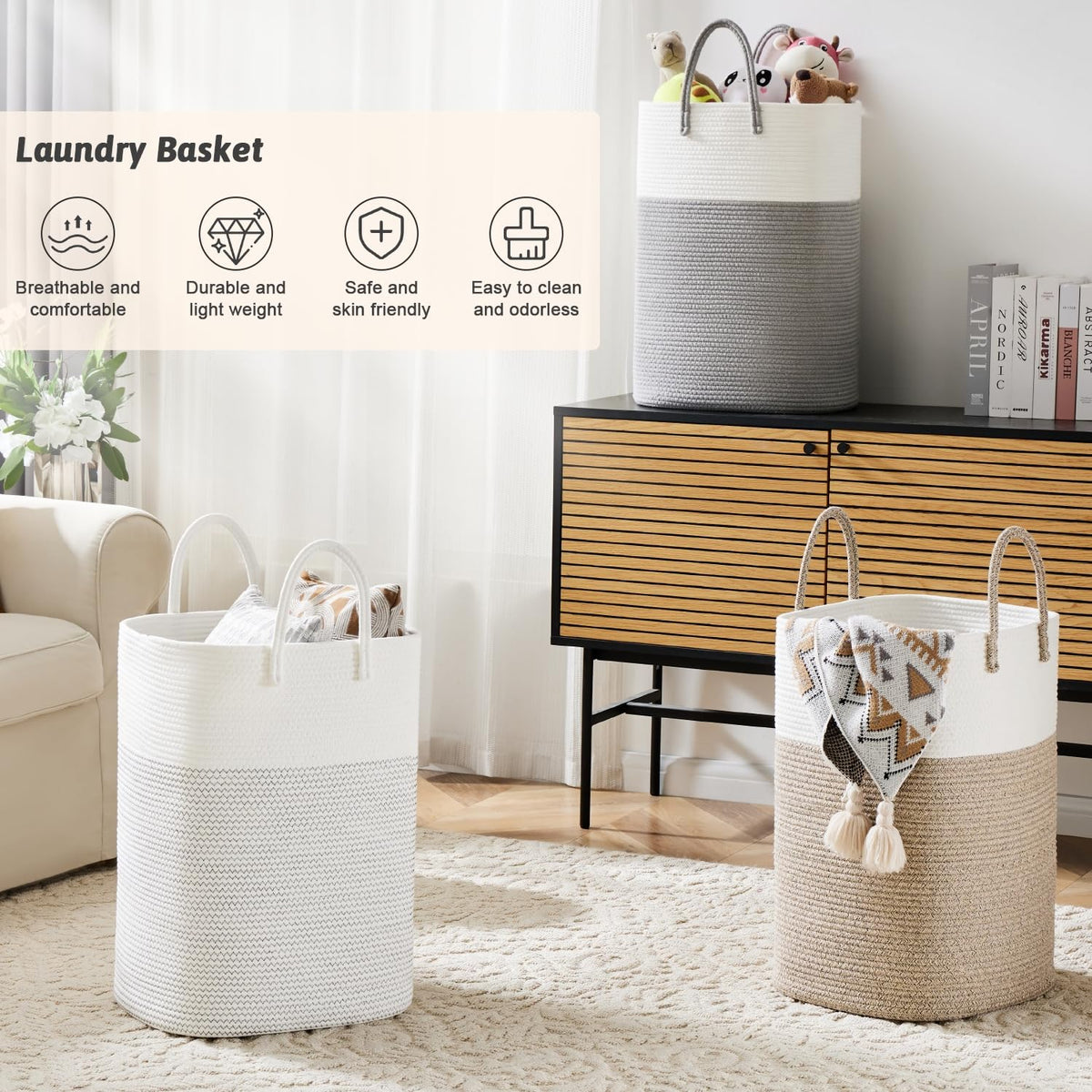 Artfeel collapsible laundry basket; easy to reshape with blankets.
