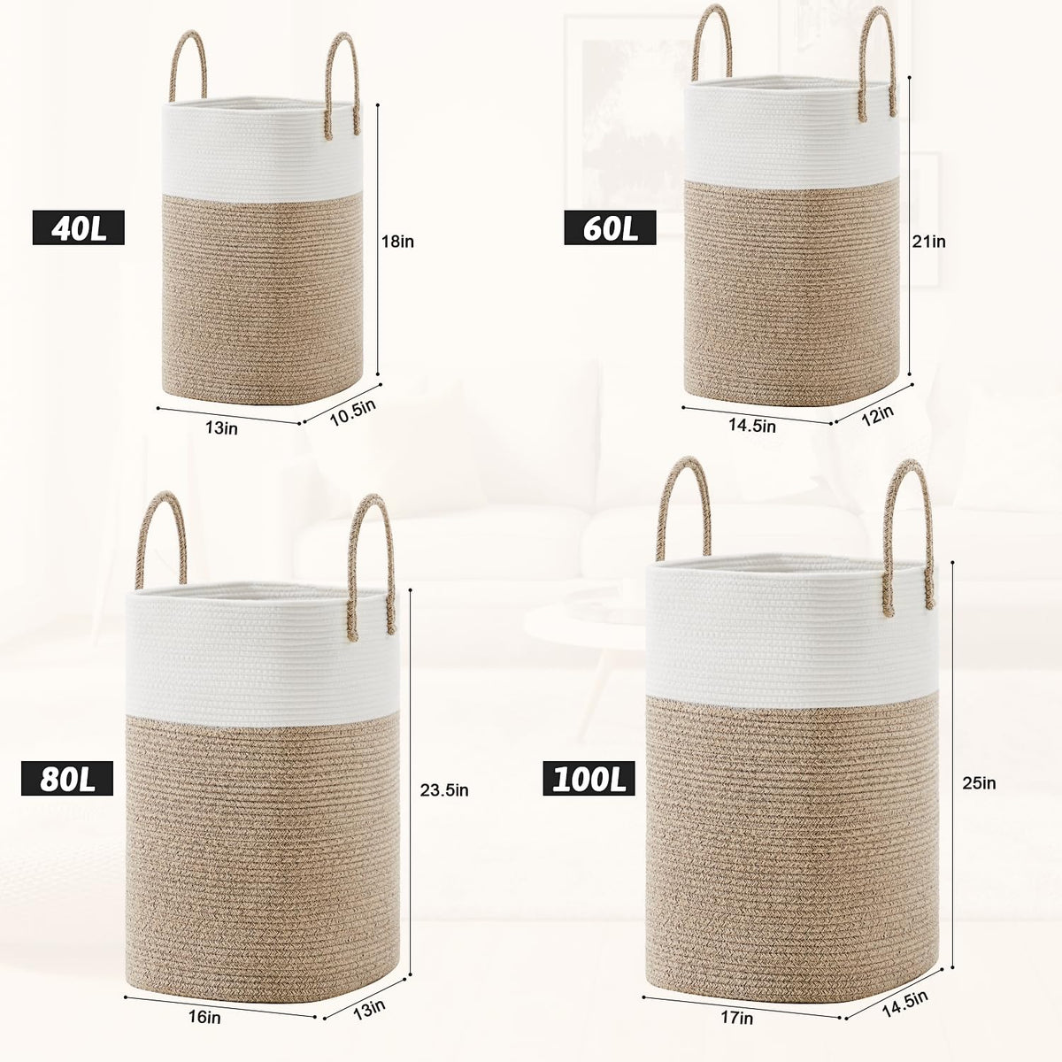 Artfeel woven cotton rope hamper, versatile storage for toys and blankets.