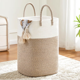 Artfeel laundry basket with woven cotton rope, 60L, ideal for dirty clothes storage.
