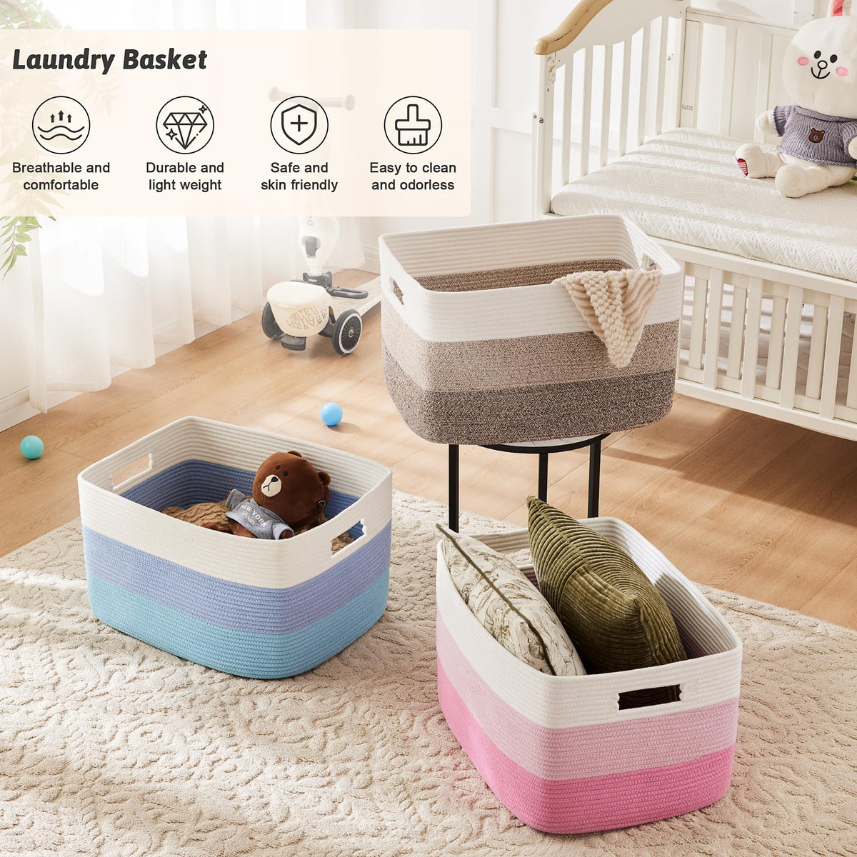 Artfeel magazine and clothes hamper offers calm organization in any room.
