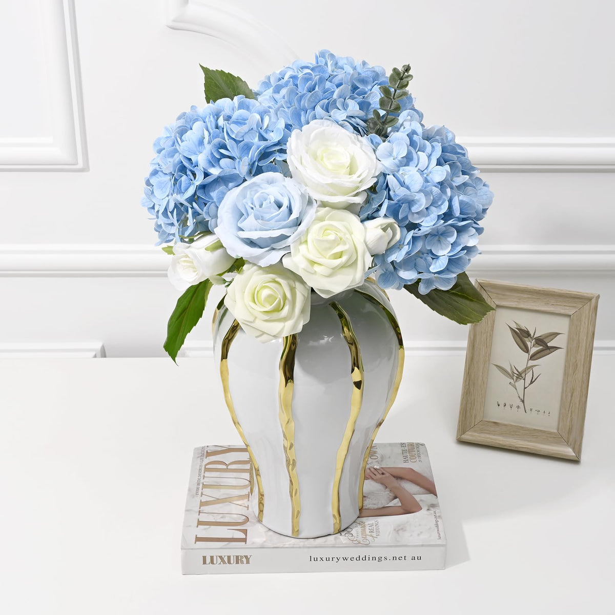 Artflower color-variety hydrangea box offers quick matching tones for decor.