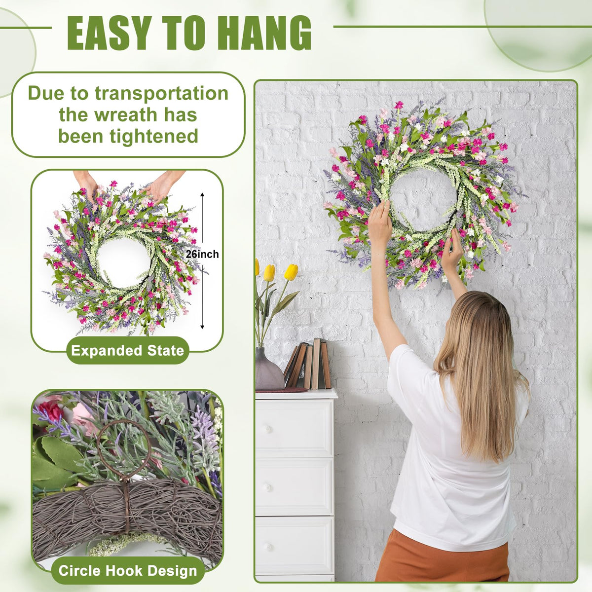 Grape vine base with lavender stems on Artgar wreath detail