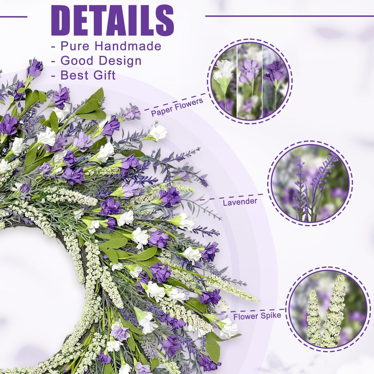 Artgar lavender wreath on entryway decor creates a welcoming focal point.