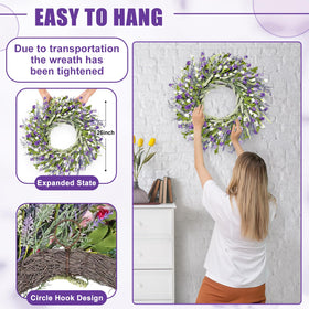 Artgar lavender wreath displayed in living room for soft color and texture.