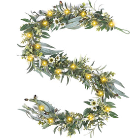 Artgar Olive Garland with Lights 6ft, lush greenery for indoor backdrops.