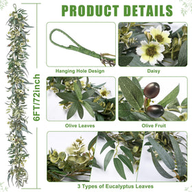 Artgar olive garland with lights highlights texture for wedding decor.