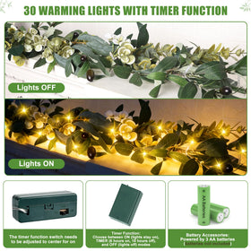 Artgar 6ft olive garland with timer lights creates ambient ambiance.