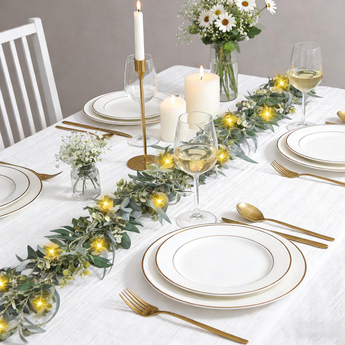 Artgar olive vine garland with lights drapes easily on mantels.