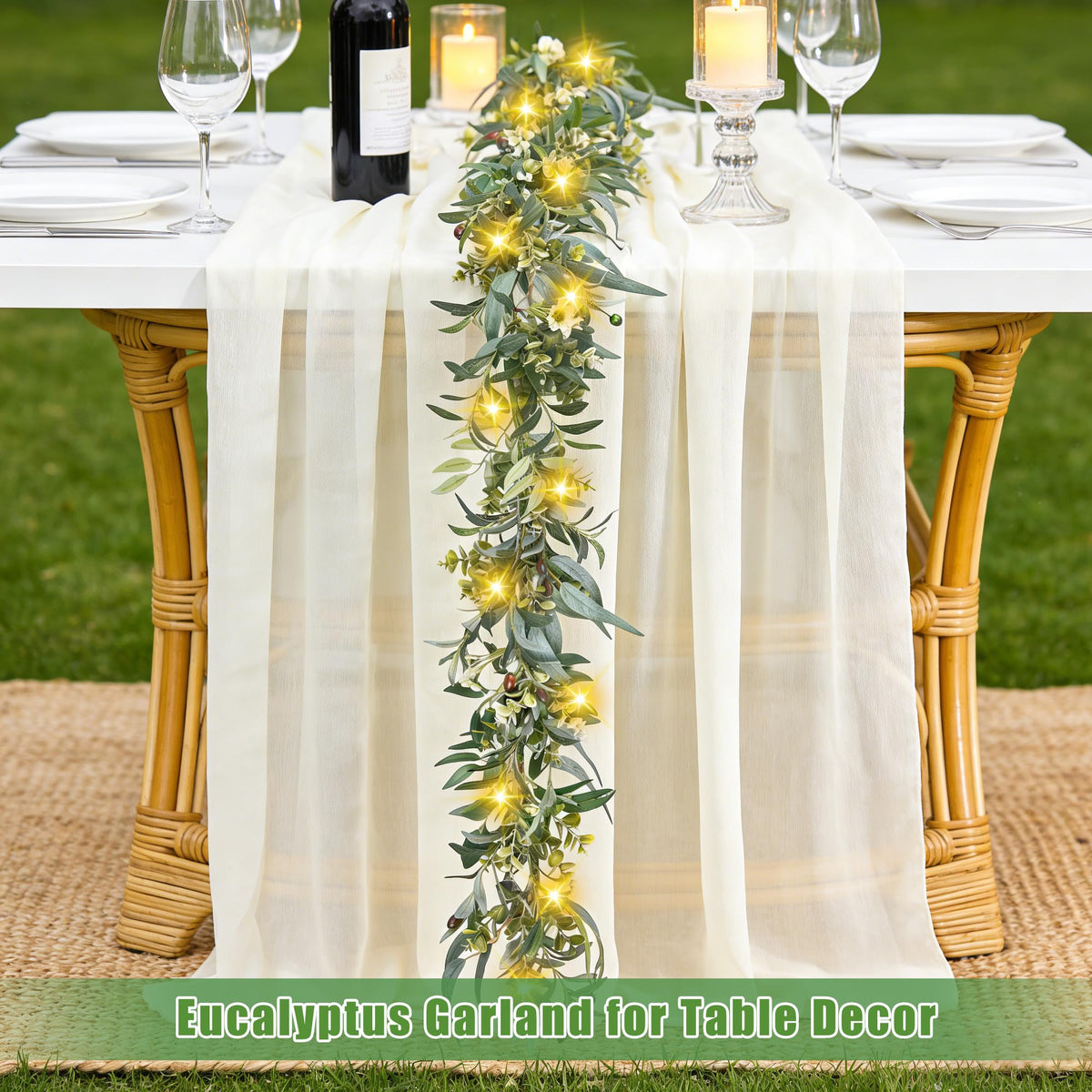 Artgar handmade olive garland with lights offers flexible styling options.