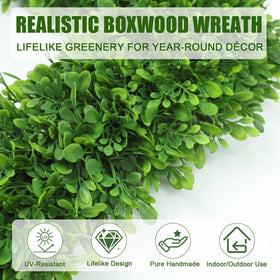 Artgar square boxwood wreath hanging style demonstrates versatile display options.