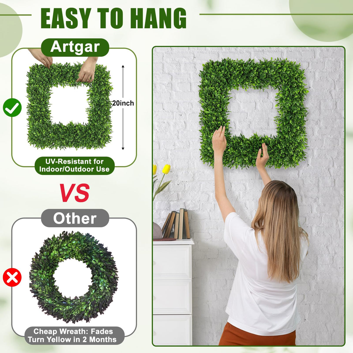 Artgar wreath porch decor complements farmhouse and modern exteriors.