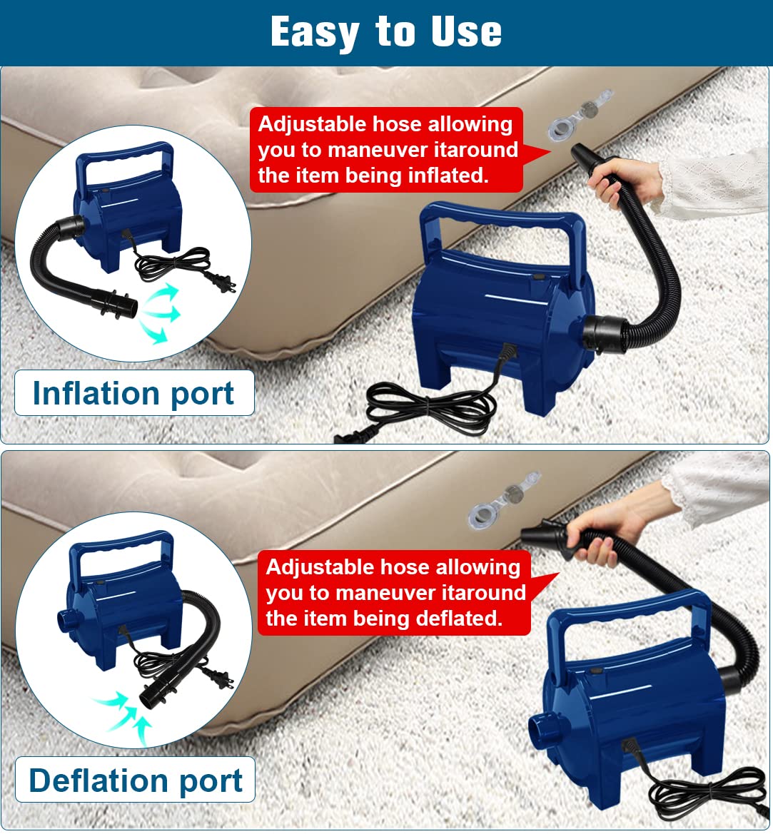 Automatic shut-off prevents over-inflation for safer operation.