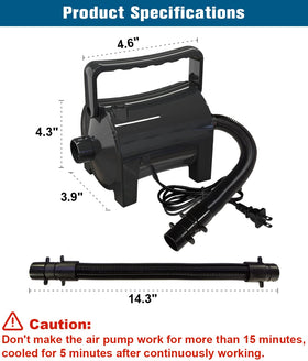 Artigarden electric air pump deflate feature reduces item volume quickly.