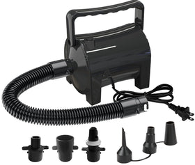 Artigarden electric air pump motor powers fast inflations for mattresses and pool floats.