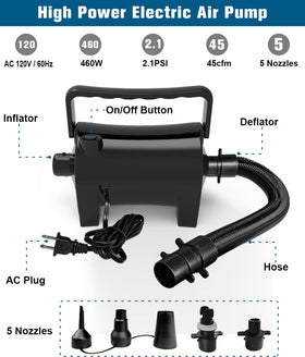 Artigarden electric air pump with five nozzles for versatile inflation options.