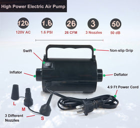 Artigarden electric air pump side view, lightweight design for easy handling.