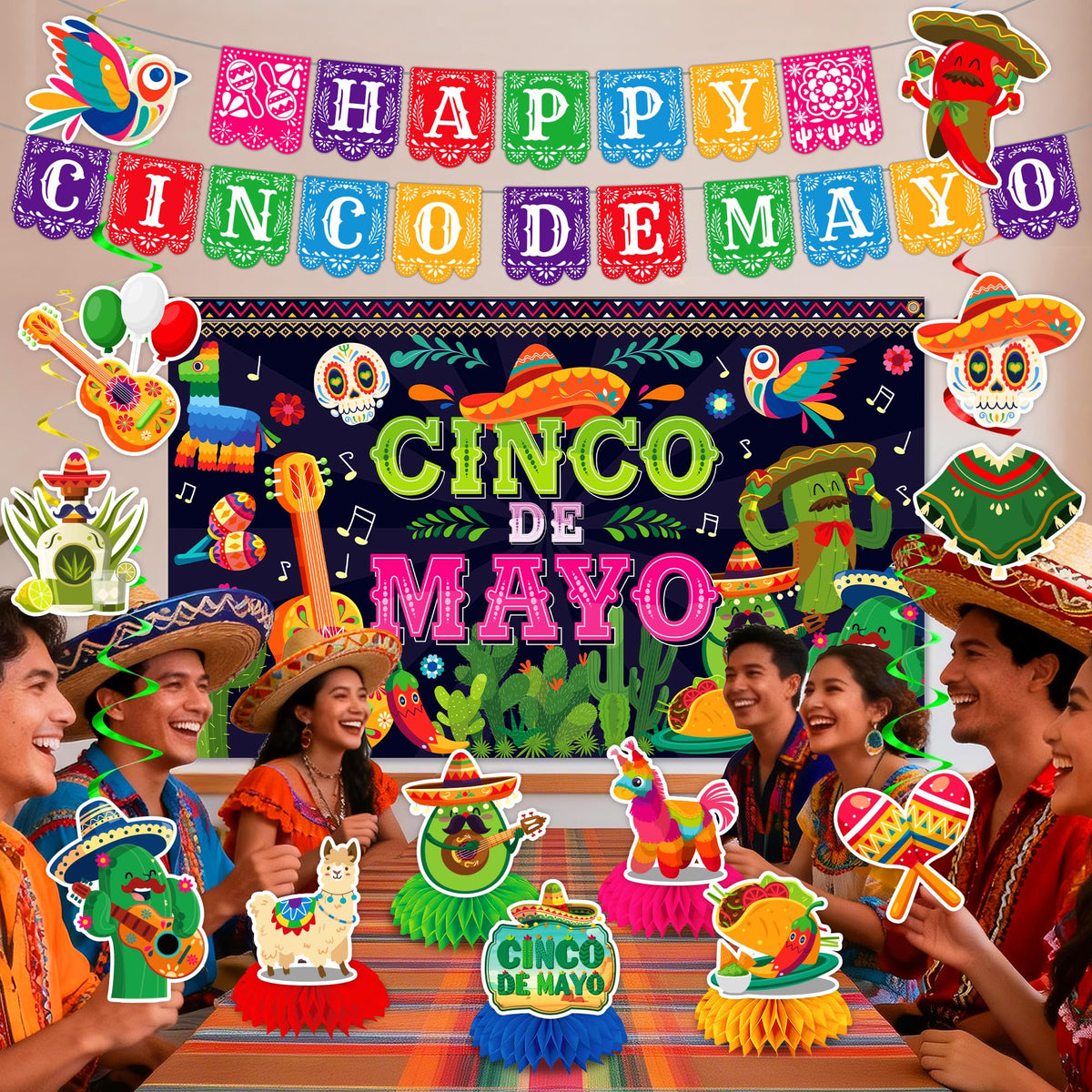 Artijoyfun Cinco de Mayo banner sets lively backdrop for photos and gatherings.