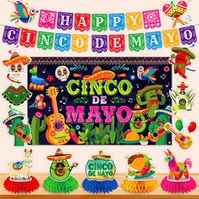 Artijoyfun Happy Cinco de Mayo banner adds vibrant focal point for celebrations.