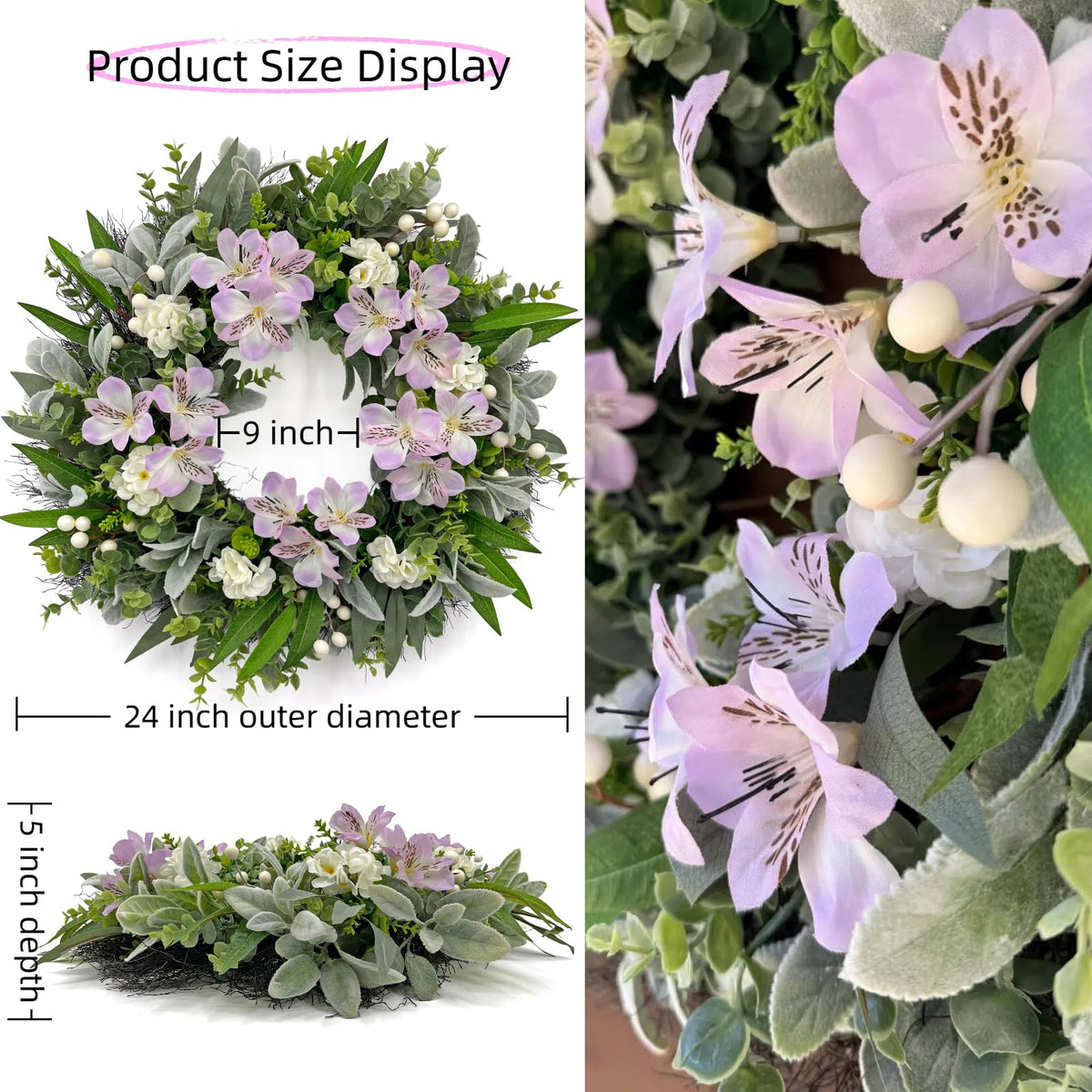 ARTINCRAFIO weatherproof greenery wreath remains vibrant indoors or in covered outdoor spaces.