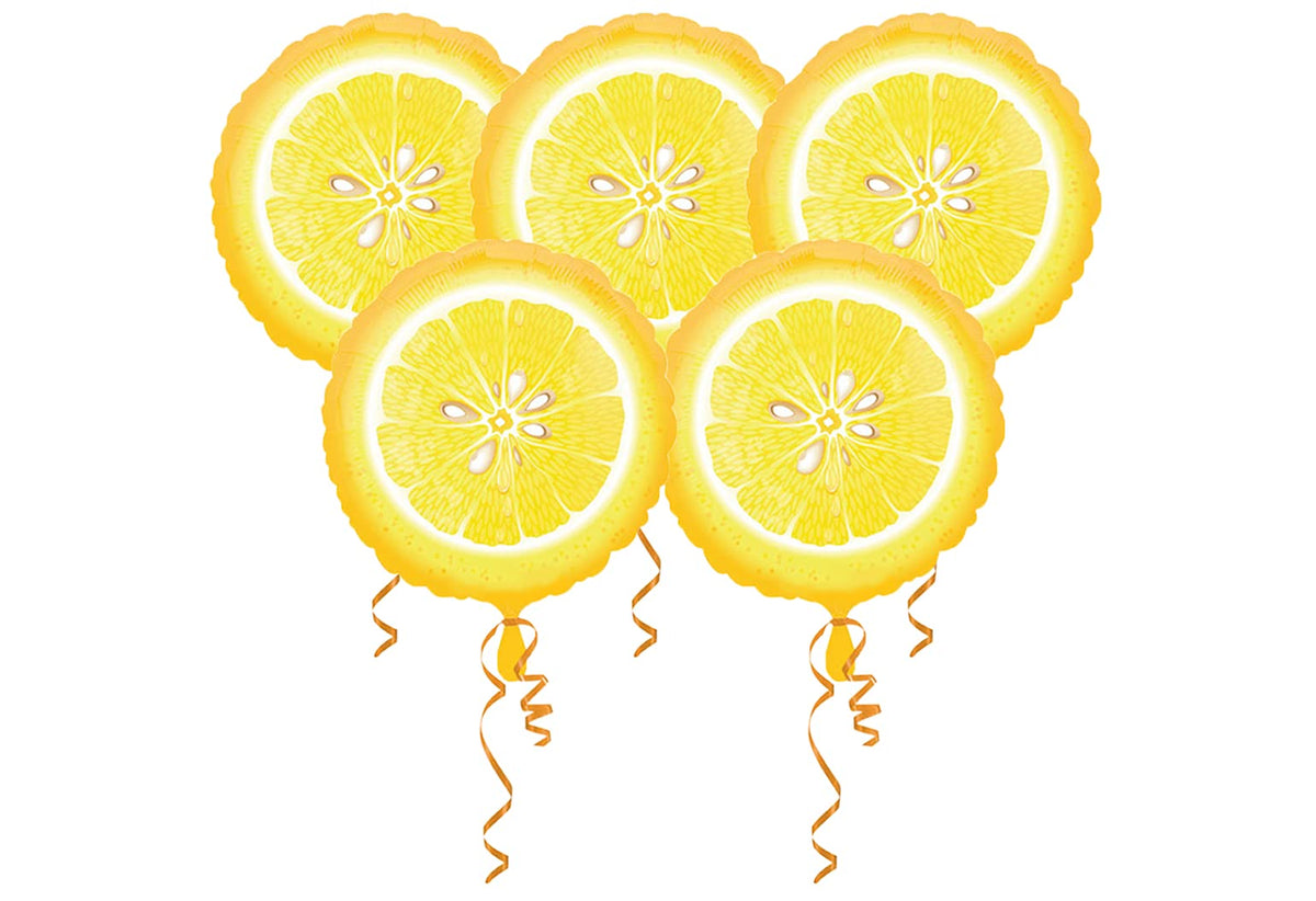 Artisan Owl Lemon foil balloon 18in 5-pack for vibrant summer decor