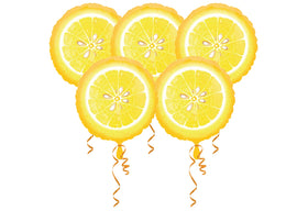 Artisan Owl Lemon foil balloon 18in 5-pack for vibrant summer decor