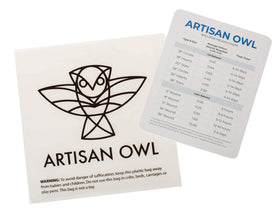 Artisan Owl packaged set with helium chart enhances party setup