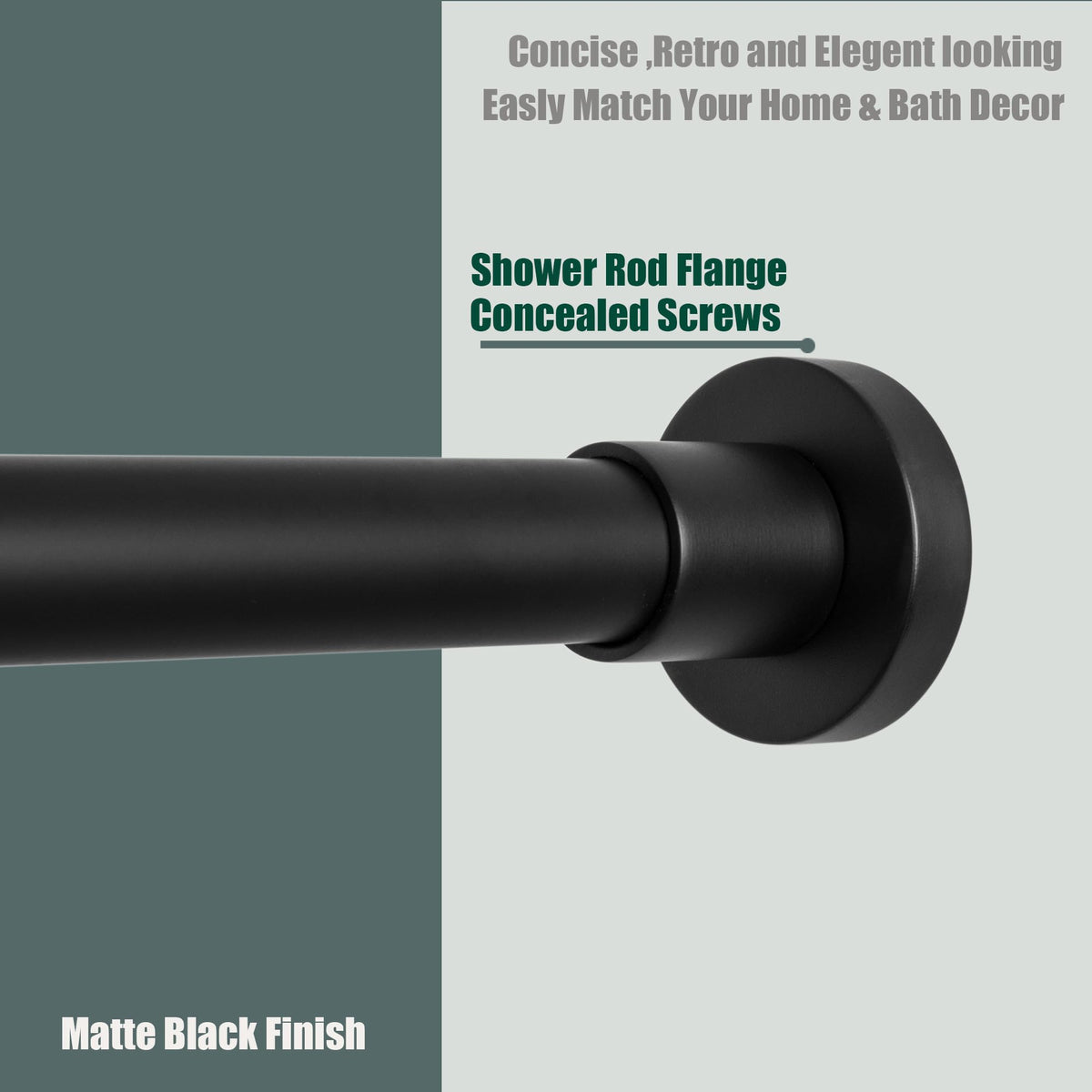 Artiwell matte black shower rod with bracket and concealed screws