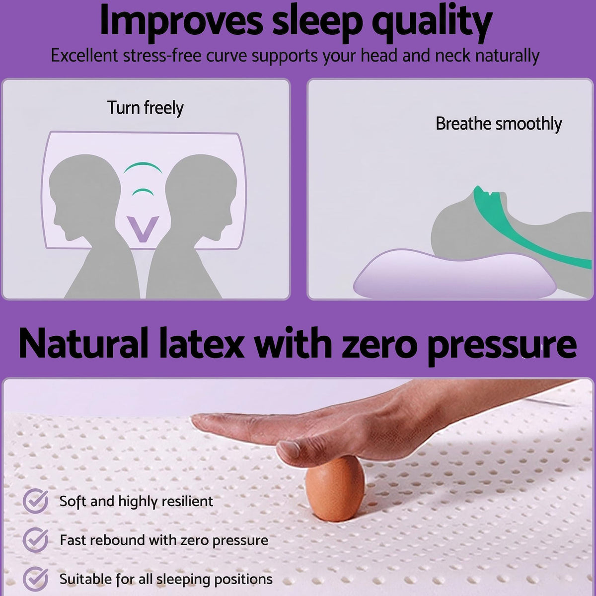 Artka Talalay latex pillow highlights natural eco-friendly materials.