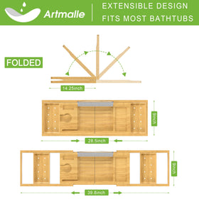 Artmalle bath tray folding design enables compact storage after use