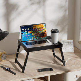 Artmeer bed tray with media slot view for tablet watching.