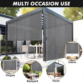 Artpuch shade in a sunny yard area highlighting UV protection and furniture care