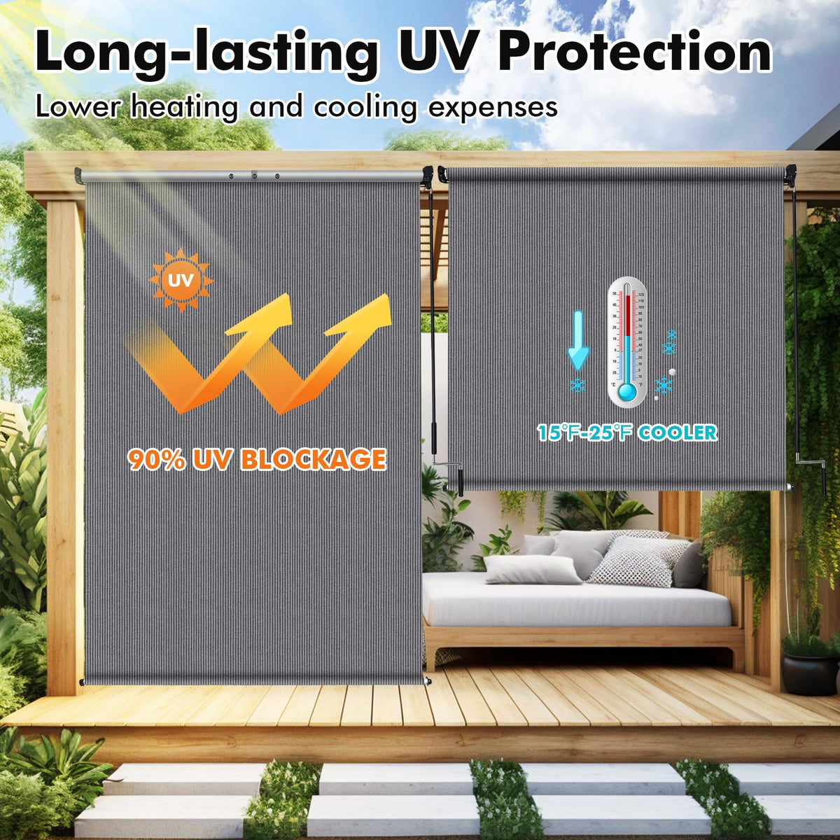 Artpuch roller shade side profile highlights compact frame and clean lines