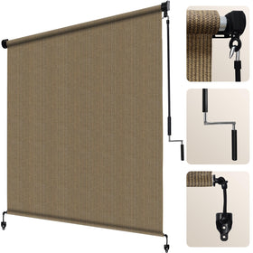 Artpuch Outdoor Roller Shade assembly with two-pole system for easy setup
