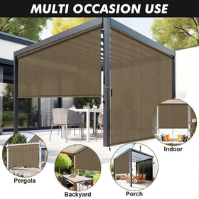 Artpuch Shade installed on a porch creates a cooler, private space