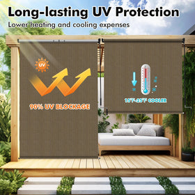 Artpuch Outdoor Roller Shade side view shows a slim profile for unobtrusive shading