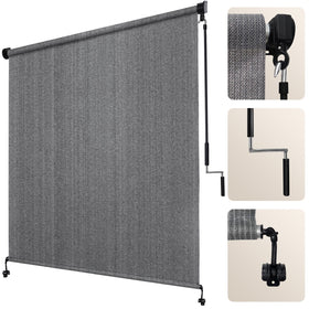 Artpuch outdoor roller shade demonstrates spliced-design for sag-free use.