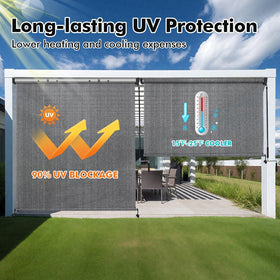 Artpuch outdoor shade fabric blocks 90% UV for privacy.