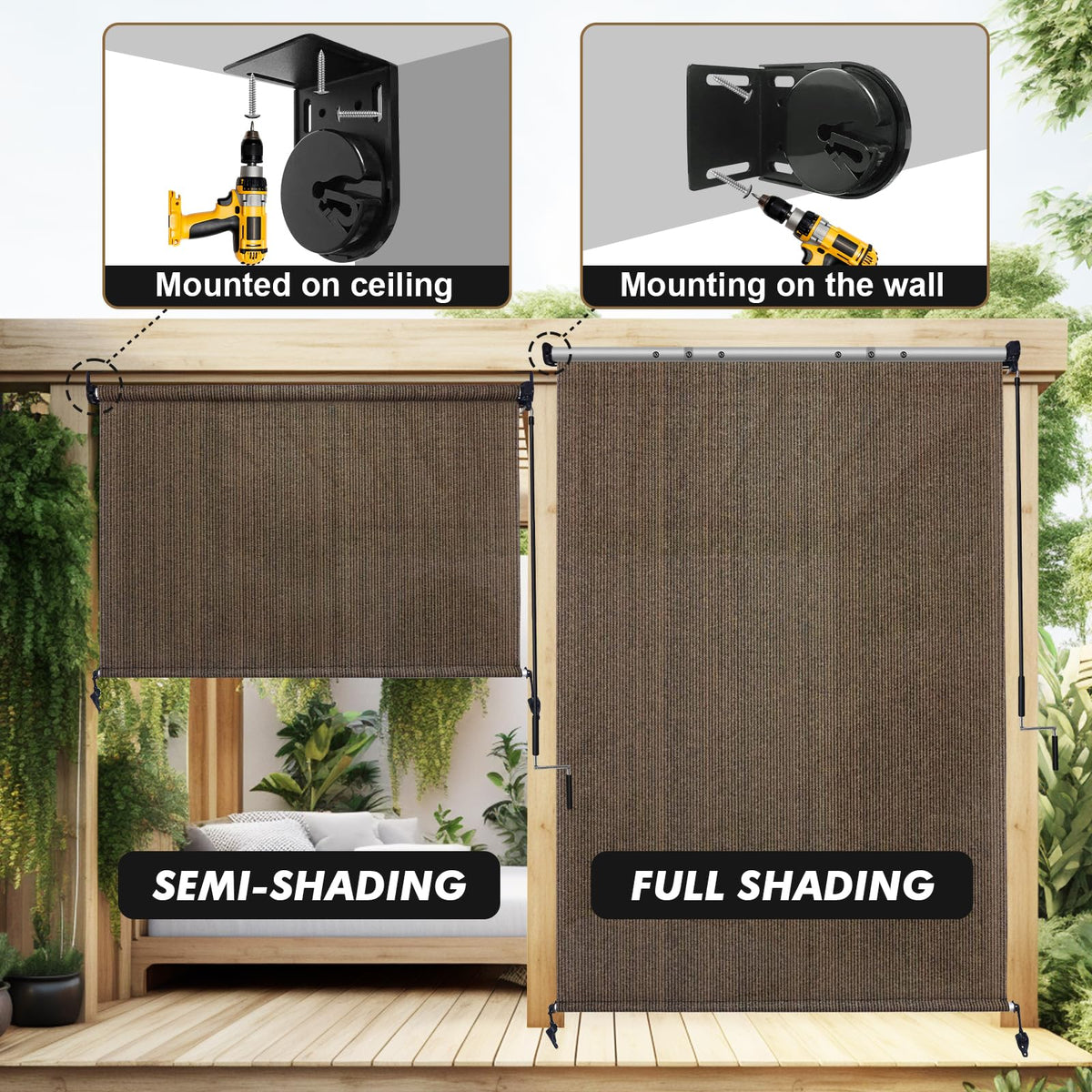 Artpuch shade creates a cozy porch ambience for morning coffee