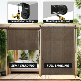 Artpuch shade creates a cozy porch ambience for morning coffee
