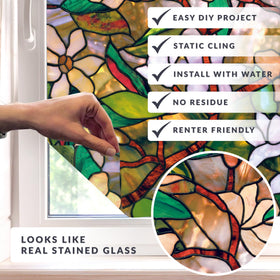 ARTSCAPE Magnolia window film offers easy DIY application with no adhesives.