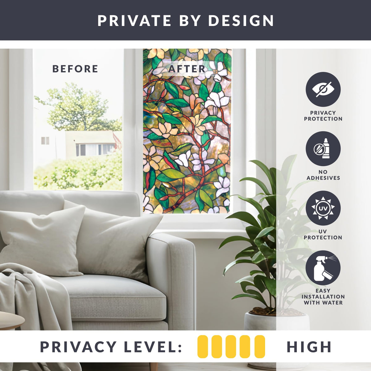 ARTSCAPE Magnolia provides privacy while letting natural light filter through.