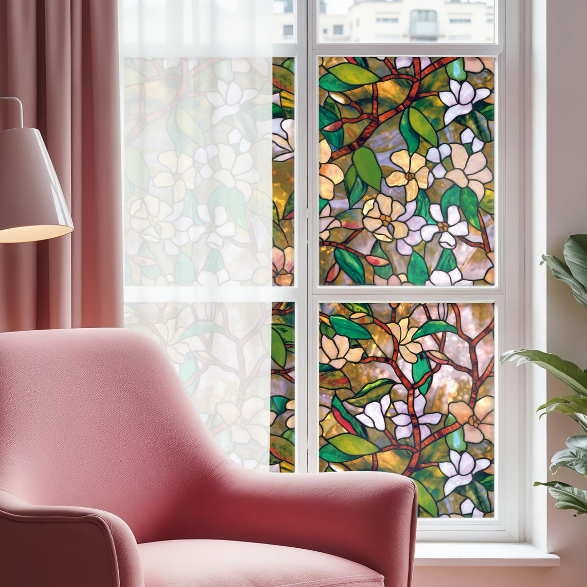 ARTSCAPE Magnolia window film with textured glass look boosts privacy and style.