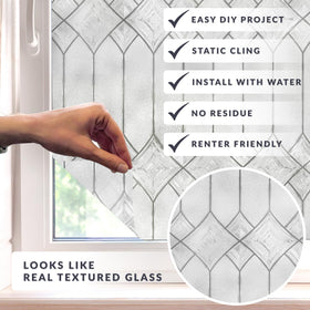 ARTSCAPE Regent privacy film showcases the leaded-glass look while softening external views.