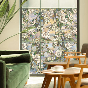 ARTSCAPE Artscape Star Magnolia window film with stained-glass design adds privacy while inviting soft daylight.