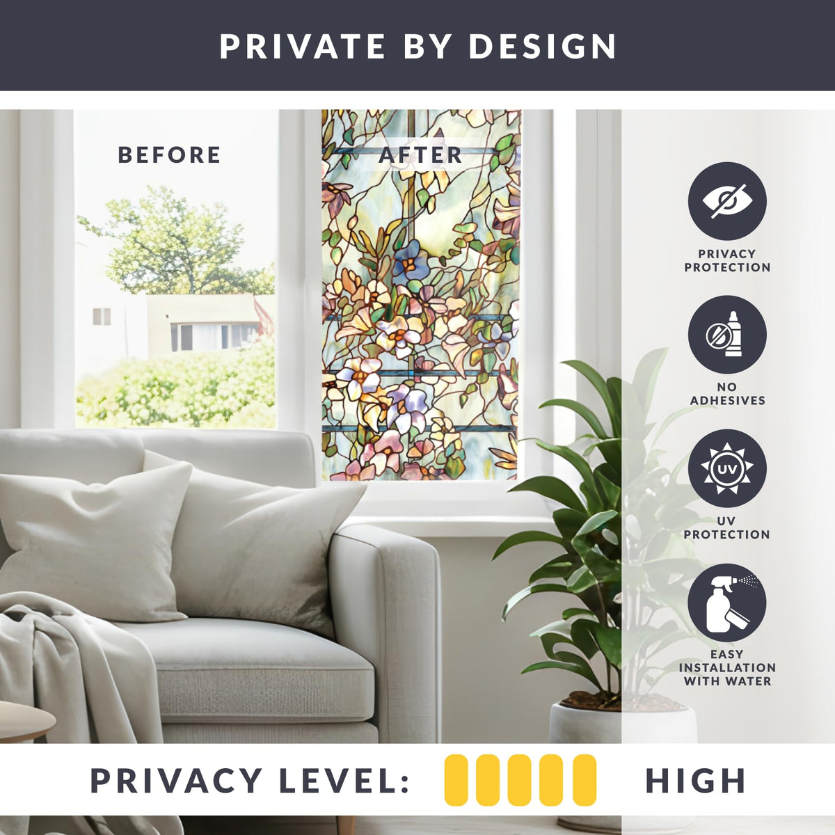 Artscape Trellis easy DIY application for renters—no glue, soap-and-water setup