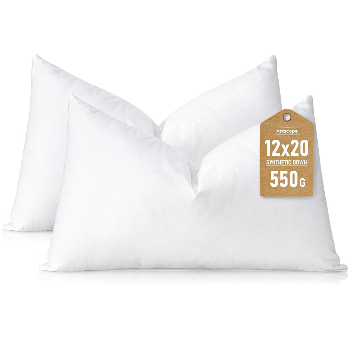 Artscope 12x20 down-alternative lumbar pillow insert with cloud-like filling for plush comfort.